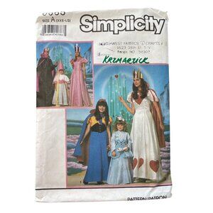 90s Simplicity 0665 Costume Pattern Size XXS-Large Princess Fairy Tale CUT